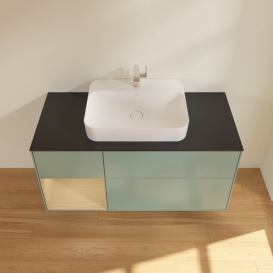 Тумба под раковину Villeroy & Boch Finion 120х50,1 см с подсветкой МДФ оливковый матовый лак/стекло черное матовое F412PCGM