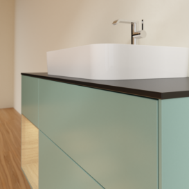 Тумба под раковину Villeroy & Boch Finion 120х50,1 см с подсветкой МДФ оливковый матовый лак/стекло черное матовое F412PCGM