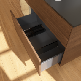 Тумба под раковину Villeroy & Boch Finion 120х50,1 см с подсветкой МДФ шпон грецкого ореха/стекло черное матовое F412PCGN