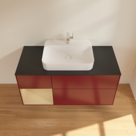 Тумба под раковину Villeroy & Boch Finion 120х50,1 см с подсветкой МДФ пион матовый лак/стекло черное матовое F412PCHB