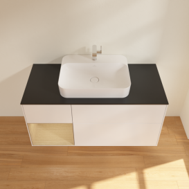 Тумба под раковину Villeroy & Boch Finion 120х50,1 см с подсветкой МДФ белый матовый лак/стекло черное матовое F412PCMT