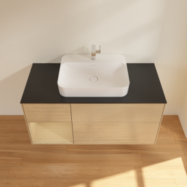 Тумба под раковину Villeroy & Boch Finion 120х50,1 см с подсветкой МДФ шпон дуба/стекло черное матовое F412PCPC