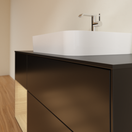 Тумба под раковину Villeroy & Boch Finion 120х50,1 см с подсветкой МДФ черный матовый лак/стекло черное матовое F412PCPD
