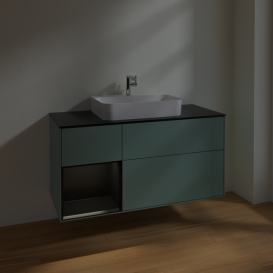 Тумба под раковину Villeroy & Boch Finion 120х50,1 см с подсветкой МДФ оливковый матовый лак/стекло черное матовое F412PDGM
