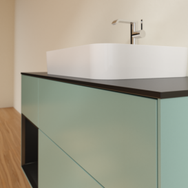 Тумба под раковину Villeroy & Boch Finion 120х50,1 см с подсветкой МДФ оливковый матовый лак/стекло черное матовое F412PDGM