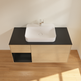 Тумба под раковину Villeroy & Boch Finion 120х50,1 см с подсветкой МДФ шпон дуба/стекло черное матовое F412PDPC