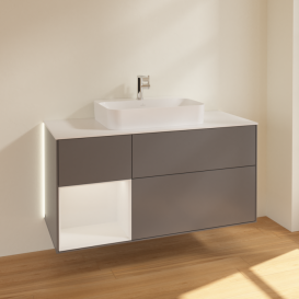 Тумба под раковину Villeroy & Boch Finion 120х50,1 см с подсветкой МДФ антрацит матовый лак/стекло белое матовое G411GFGK