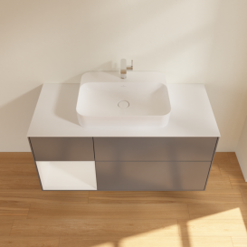 Тумба под раковину Villeroy & Boch Finion 120х50,1 см с подсветкой МДФ антрацит матовый лак/стекло белое матовое G411GFGK