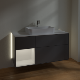 Тумба под раковину Villeroy & Boch Finion 120х50,1 см с подсветкой МДФ антрацит матовый лак/стекло белое матовое G411GFGK