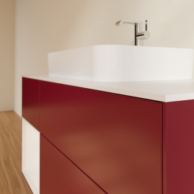 Тумба под раковину Villeroy & Boch Finion 120х50,1 см с подсветкой МДФ пион матовый лак/стекло белое матовое G411GFHB