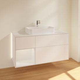 Тумба под раковину Villeroy & Boch Finion 120х50,1 см с подсветкой МДФ белый матовый лак/стекло белое матовое G411GFMT