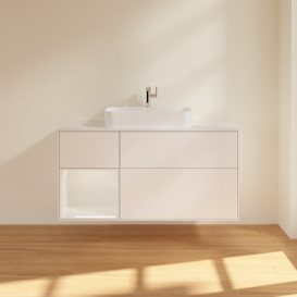 Тумба под раковину Villeroy & Boch Finion 120х50,1 см с подсветкой МДФ белый матовый лак/стекло белое матовое G411GFMT