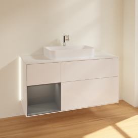 Тумба под раковину Villeroy & Boch Finion 120х50,1 см с подсветкой МДФ глянцевый белый лак/стекло белое матовое G411GJGF