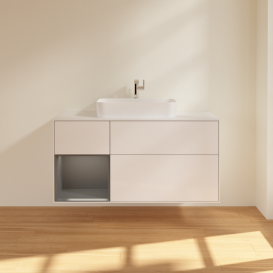 Тумба под раковину Villeroy & Boch Finion 120х50,1 см с подсветкой МДФ глянцевый белый лак/стекло белое матовое G411GJGF