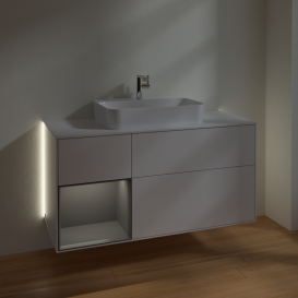 Тумба под раковину Villeroy & Boch Finion 120х50,1 см с подсветкой МДФ глянцевый белый лак/стекло белое матовое G411GJGF