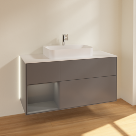 Тумба под раковину Villeroy & Boch Finion 120х50,1 см с подсветкой МДФ антрацит матовый лак/стекло белое матовое G411GKGK
