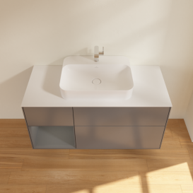 Тумба под раковину Villeroy & Boch Finion 120х50,1 см с подсветкой МДФ антрацит матовый лак/стекло белое матовое G411GKGK