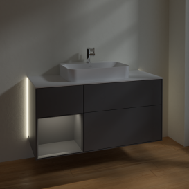 Тумба под раковину Villeroy & Boch Finion 120х50,1 см с подсветкой МДФ антрацит матовый лак/стекло белое матовое G411GKGK