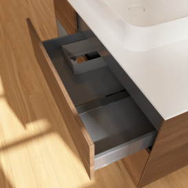 Тумба под раковину Villeroy & Boch Finion 120х50,1 см с подсветкой МДФ шпон грецкого ореха/стекло белое матовое G411GKGN