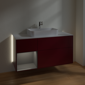 Тумба под раковину Villeroy & Boch Finion 120х50,1 см с подсветкой МДФ пион матовый лак/стекло белое матовое G411GKHB