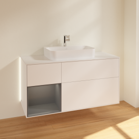 Тумба под раковину Villeroy & Boch Finion 120х50,1 см с подсветкой МДФ белый матовый лак/стекло белое матовое G411GKMT