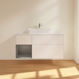 Тумба под раковину Villeroy & Boch Finion 120х50,1 см с подсветкой МДФ белый матовый лак/стекло белое матовое G411GKMT