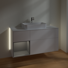 Тумба под раковину Villeroy & Boch Finion 120х50,1 см с подсветкой МДФ белый матовый лак/стекло белое матовое G411GKMT
