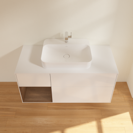 Тумба под раковину Villeroy & Boch Finion 120х50,1 см с подсветкой МДФ глянцевый белый лак/стекло белое матовое G411GNGF