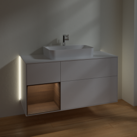 Тумба под раковину Villeroy & Boch Finion 120х50,1 см с подсветкой МДФ глянцевый белый лак/стекло белое матовое G411GNGF