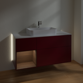 Тумба под раковину Villeroy & Boch Finion 120х50,1 см с подсветкой МДФ пион матовый лак/стекло белое матовое G411GNHB