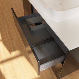 Тумба под раковину Villeroy & Boch Finion 120х50,1 см с подсветкой МДФ черный матовый лак/стекло белое матовое G411GNPD