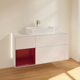 Тумба под раковину Villeroy & Boch Finion 120х50,1 см с подсветкой МДФ глянцевый белый лак/стекло белое матовое G411HBGF