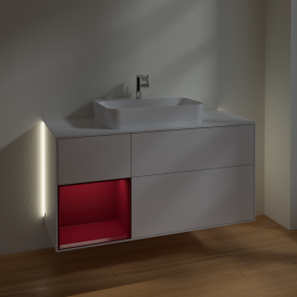 Тумба под раковину Villeroy & Boch Finion 120х50,1 см с подсветкой МДФ глянцевый белый лак/стекло белое матовое G411HBGF