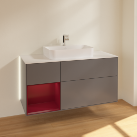 Тумба под раковину Villeroy & Boch Finion 120х50,1 см с подсветкой МДФ антрацит матовый лак/стекло белое матовое G411HBGK