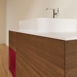 Тумба под раковину Villeroy & Boch Finion 120х50,1 см с подсветкой МДФ шпон грецкого ореха/стекло белое матовое G411HBGN