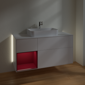 Тумба под раковину Villeroy & Boch Finion 120х50,1 см с подсветкой МДФ белый матовый лак/стекло белое матовое G411HBMT