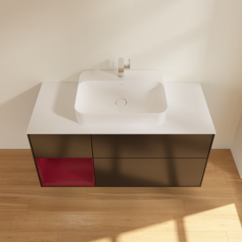 Тумба под раковину Villeroy & Boch Finion 120х50,1 см с подсветкой МДФ черный матовый лак/стекло белое матовое G411HBPD