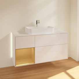 Тумба під раковину Villeroy & Boch Finion 120х50,1 см із підсвічуванням МДФ білий глянцевий лак/скло біле матове G411HFGF