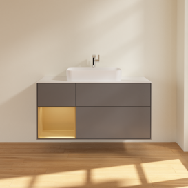 Тумба под раковину Villeroy & Boch Finion 120х50,1 см с подсветкой МДФ антрацит матовый лак/стекло белое матовое G411HFGK