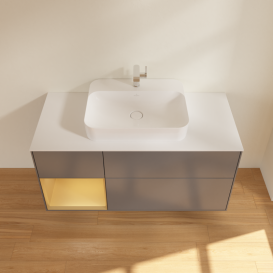 Тумба под раковину Villeroy & Boch Finion 120х50,1 см с подсветкой МДФ антрацит матовый лак/стекло белое матовое G411HFGK