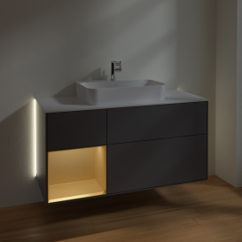 Тумба под раковину Villeroy & Boch Finion 120х50,1 см с подсветкой МДФ антрацит матовый лак/стекло белое матовое G411HFGK