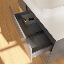 Тумба под раковину Villeroy & Boch Finion 120х50,1 см с подсветкой МДФ антрацит матовый лак/стекло белое матовое G411HFGK