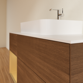 Тумба под раковину Villeroy & Boch Finion 120х50,1 см с подсветкой МДФ шпон грецкого ореха/стекло белое матовое G411HFGN