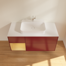 Тумба под раковину Villeroy & Boch Finion 120х50,1 см с подсветкой МДФ пион матовый лак/стекло белое матовое G411HFHB