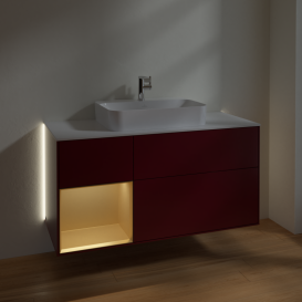 Тумба под раковину Villeroy & Boch Finion 120х50,1 см с подсветкой МДФ пион матовый лак/стекло белое матовое G411HFHB