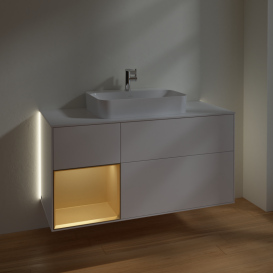 Тумба под раковину Villeroy & Boch Finion 120х50,1 см с подсветкой МДФ белый матовый лак/стекло белое матовое G411HFMT