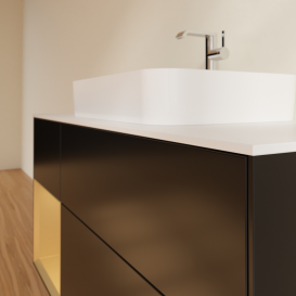 Тумба под раковину Villeroy & Boch Finion 120х50,1 см с подсветкой МДФ черный матовый лак/стекло белое матовое G411HFPD