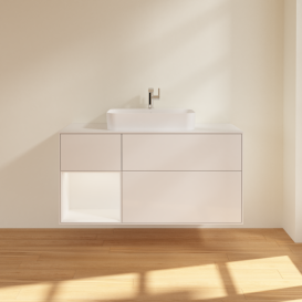 Тумба под раковину Villeroy & Boch Finion 120х50,1 см с подсветкой МДФ глянцевый белый лак/стекло белое матовое G411MTGF