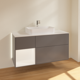Тумба под раковину Villeroy & Boch Finion 120х50,1 см с подсветкой МДФ антрацит матовый лак/стекло белое матовое G411MTGK