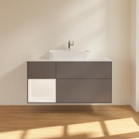 Тумба под раковину Villeroy & Boch Finion 120х50,1 см с подсветкой МДФ антрацит матовый лак/стекло белое матовое G411MTGK